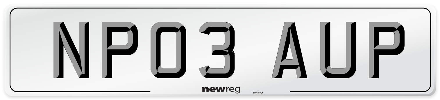 NP03 AUP Number Plate from New Reg